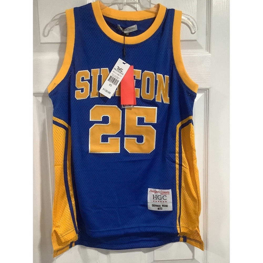 Throwbackc D Rose #25 High School Basketball Jersey Top Sewn Blue Size XS